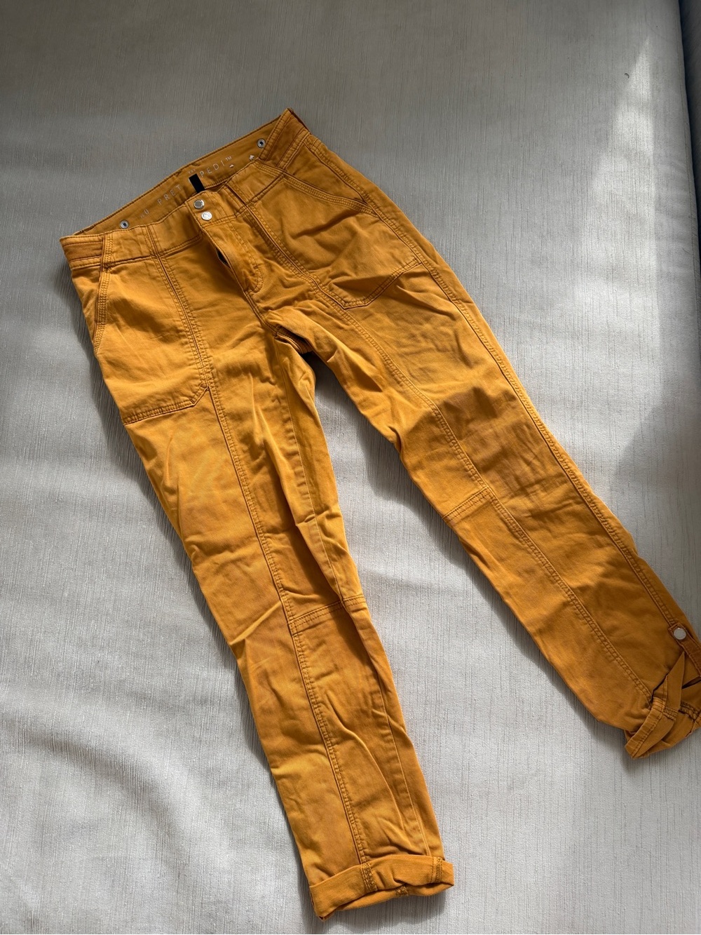 Slim Utility Pants in Mustard Yellow